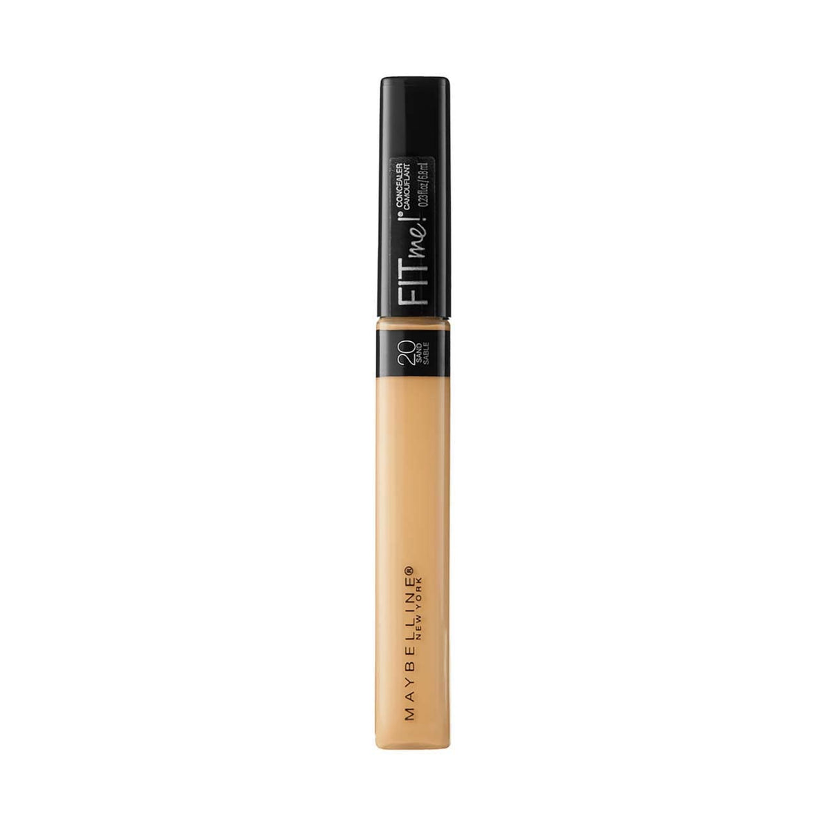 Maybelline Fit Me concealer tube labeled 020 Sand on a white background.